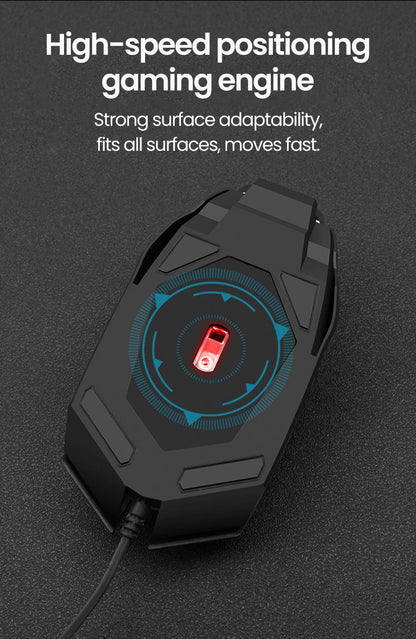 Rato Gaming USB com Fio RGB Retroiluminado e Botão Silenciar, para PC de Secretária, Portátil, Computador, Casa e Escritório, LED Luminoso, 1600DPI