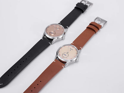 Milifortic Jumping Hour Auto R077 Vintage Small Seconds ST17 Movement Jump Hour Salmon Dial Men Watches