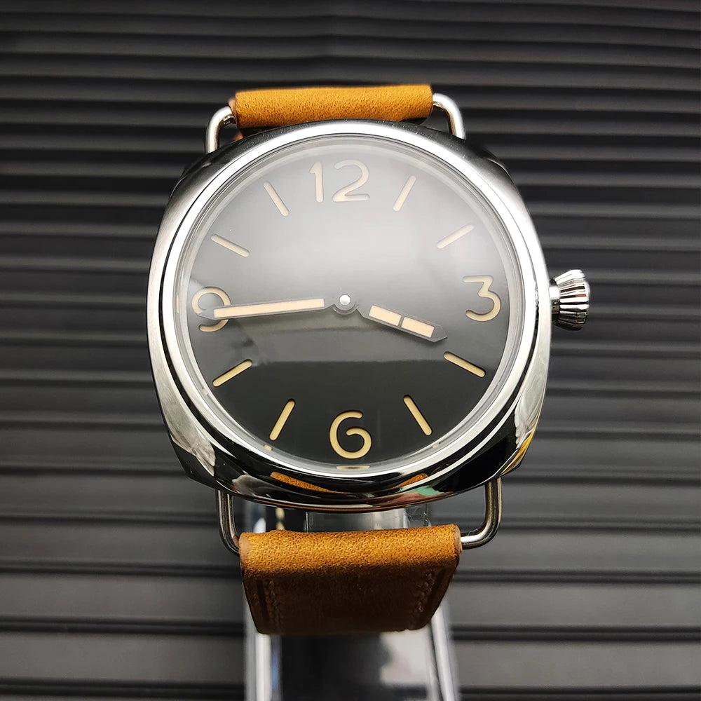 45mm Men's Vintage Pilot ST3600-1 Hand-Wound Mechanical Movement Luminous Sterile Dial Green Strap Men's Watch