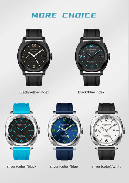 SEAKOSS GMT Men‘s Diving Automatic Mechanical Watches Seagull ST2557 Movement 316L Super Luminous Calendar 10Bar Reloj Homber