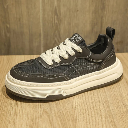Sneakers da uomo ultraleggere in rete traspirante, scarpe casual alla moda con suola spessa, comode scarpe da ginnastica stringate per camminare tutti i giorni