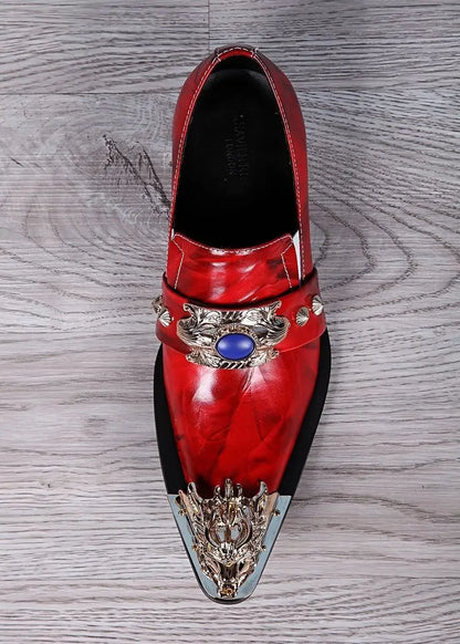 Men Luxury White Gold Metal Toe Oxford Elegant Loafers Slip On Dress Shoes Formal Wedding Party PU Leather Shoes Size 38-46