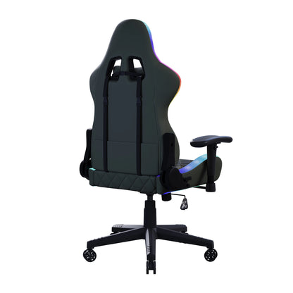 Rosahqnda Gaming Chair with Massage Function, Adjustable Office Chair, Gamer Chair with LED, Lumbar Cushion, Pillow, 150 KG