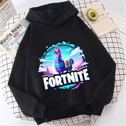 Sweatshirts Fortnite Novos para Criança, Hoodie com Estampado de Personagem de Jogo em Desenho Animado, Tops Casuais de Outono, Roupa de Inverno para Meninos Bebés