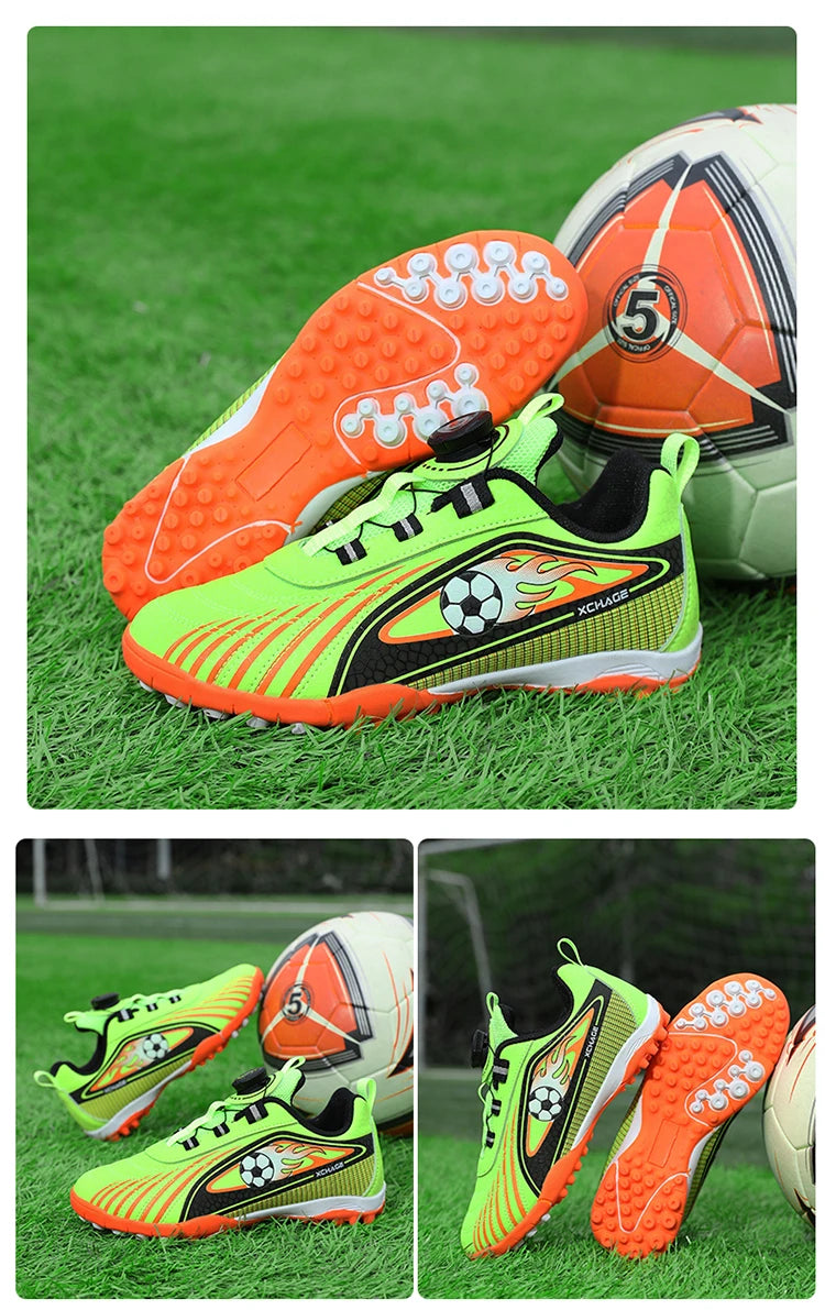 Children's Rotating Buckle Sneaker Students Competition Training Football Shoes Fashionable Lightweight Anti slip Footwear