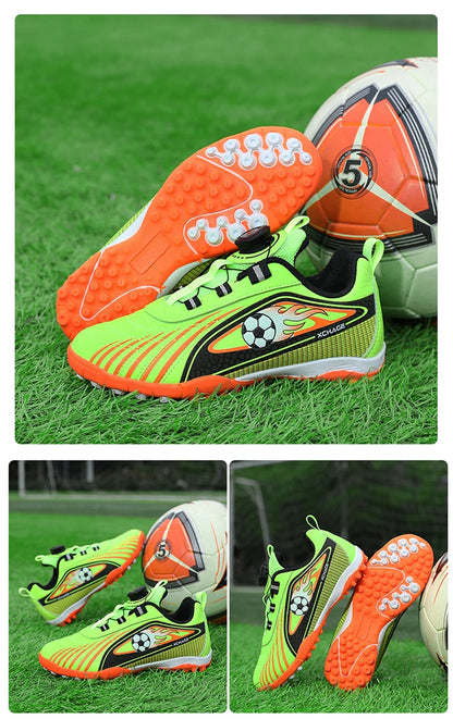 Children's Rotating Buckle Sneaker Students Competition Training Football Shoes Fashionable Lightweight Anti slip Footwear