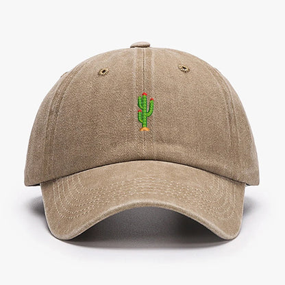 Casquette de baseball vintage souple avec broderie « Mini Cactus » pour homme et femme, effet délavé, pour le sport, la pêche, papa, visière, été, automne, casquette à visière