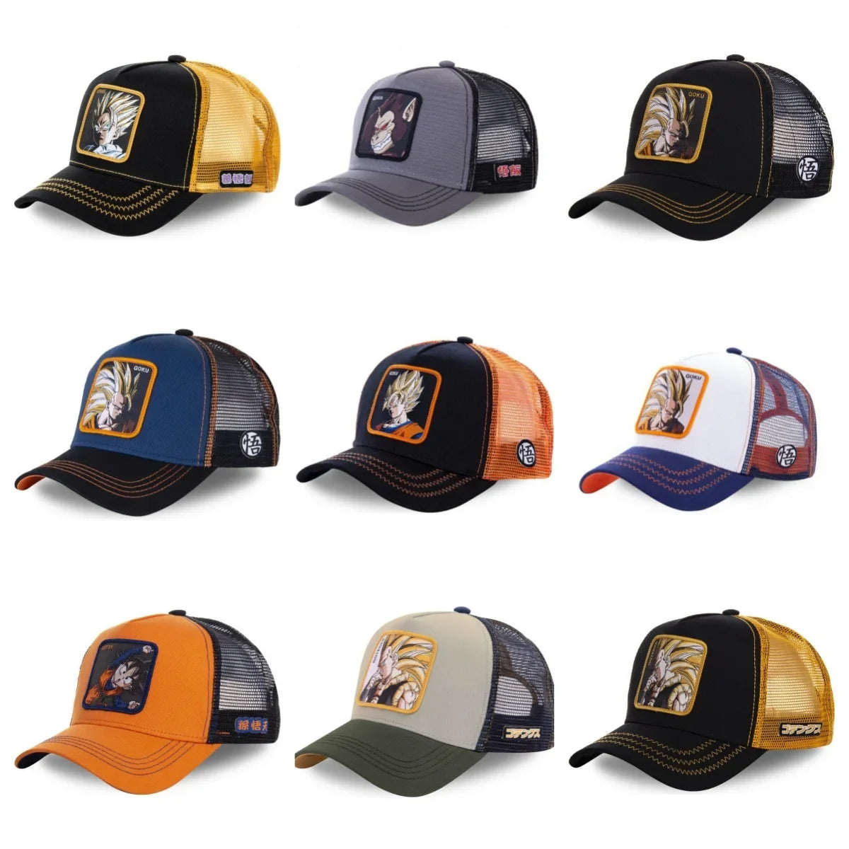 Dragon Ball Son Goku Cap Baseball Cap Summer Travel Peaked Cap Men's Embroidery Hip-Hop Sun Visor Adjustable Trucker Mesh Cap