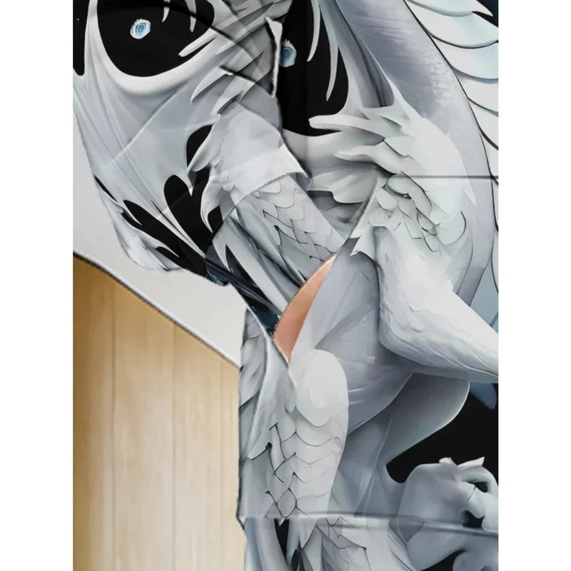 Mens Dragon Print Zipper Hoodie Outdoor Activities Travel Drawstring Long Sleeve Hoodies Autumn Winter Oversize Man Sweatshirts