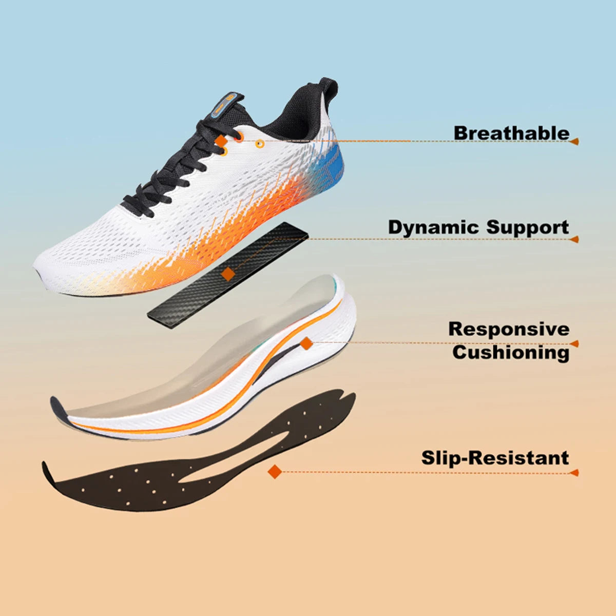Baasploa Men Jogging Sports Shoes Carbon Plate Professional Cushioning Sneakers Male Outdoor Breathable Non Slip Running Shoes