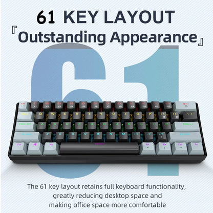 61 Keys Mechanical Keyboard Wired, APAYADO K61 RGB 60% Portable Mini Keyboard Black, White, Red/Blue Switch for Gaming