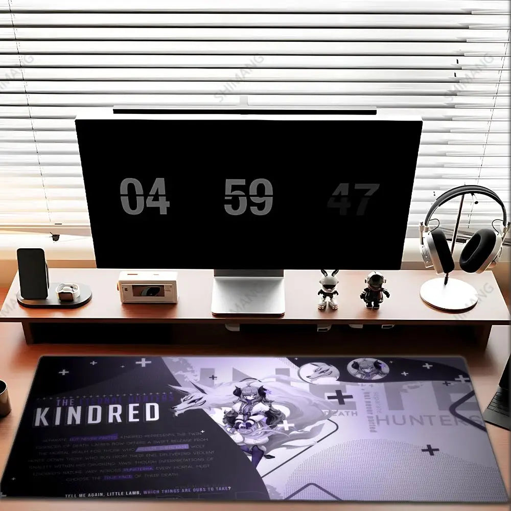 League of Legends Kindred -hiirimatto, suuri pelihiirimatto, tietokone, anime-tyttö, pöytämatto, kannettavan tietokoneen lisävarusteet, pelaaja, XXL-näppäimistömatto