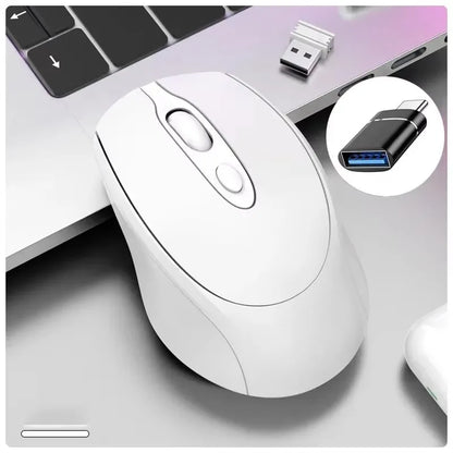 Rato sem fios compatível com Bluetooth 2.4G recarregável, rato de computador USB silencioso para gaming, para PC, portátil, MacBook e tablet