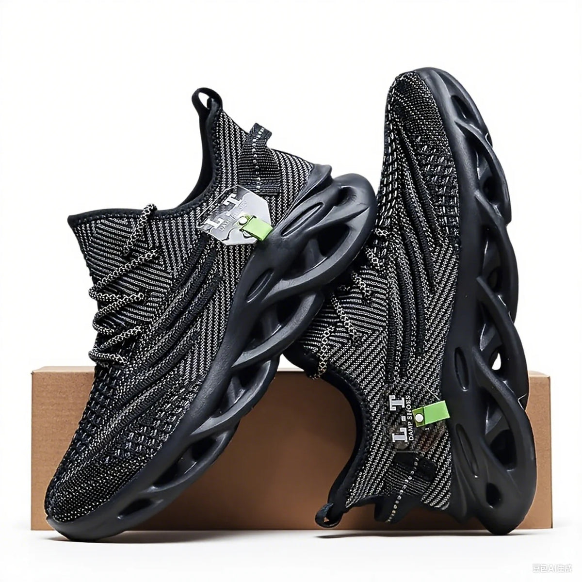 Men Sports Running Black Jogging Shoes Casual Sneakers Outdoor Breathable Mesh Women Light Shock-absorption Black Tennis