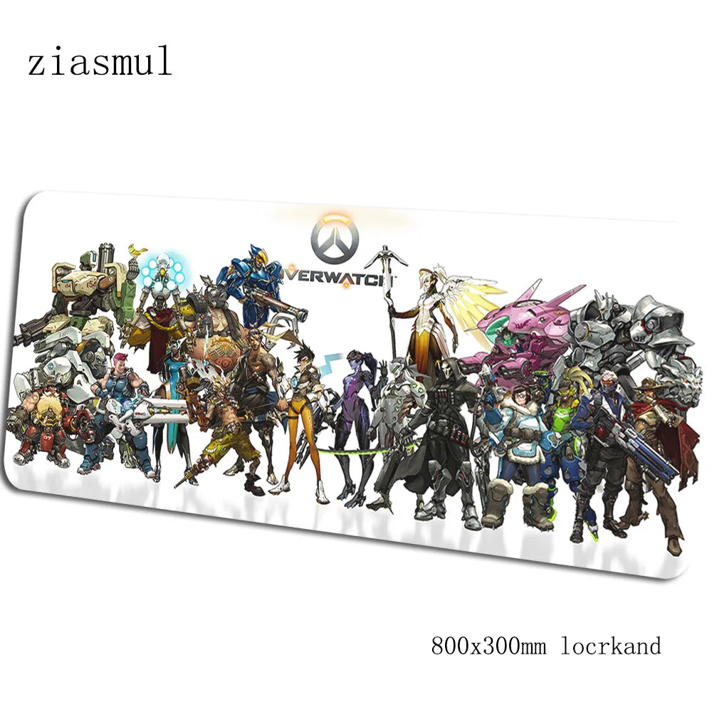 Tapete de rato gamer Overwatch Aestheticism 800x300x3mm, tapete de rato para portátil gaming, mousepad Cartoon, tapete de secretária para PC
