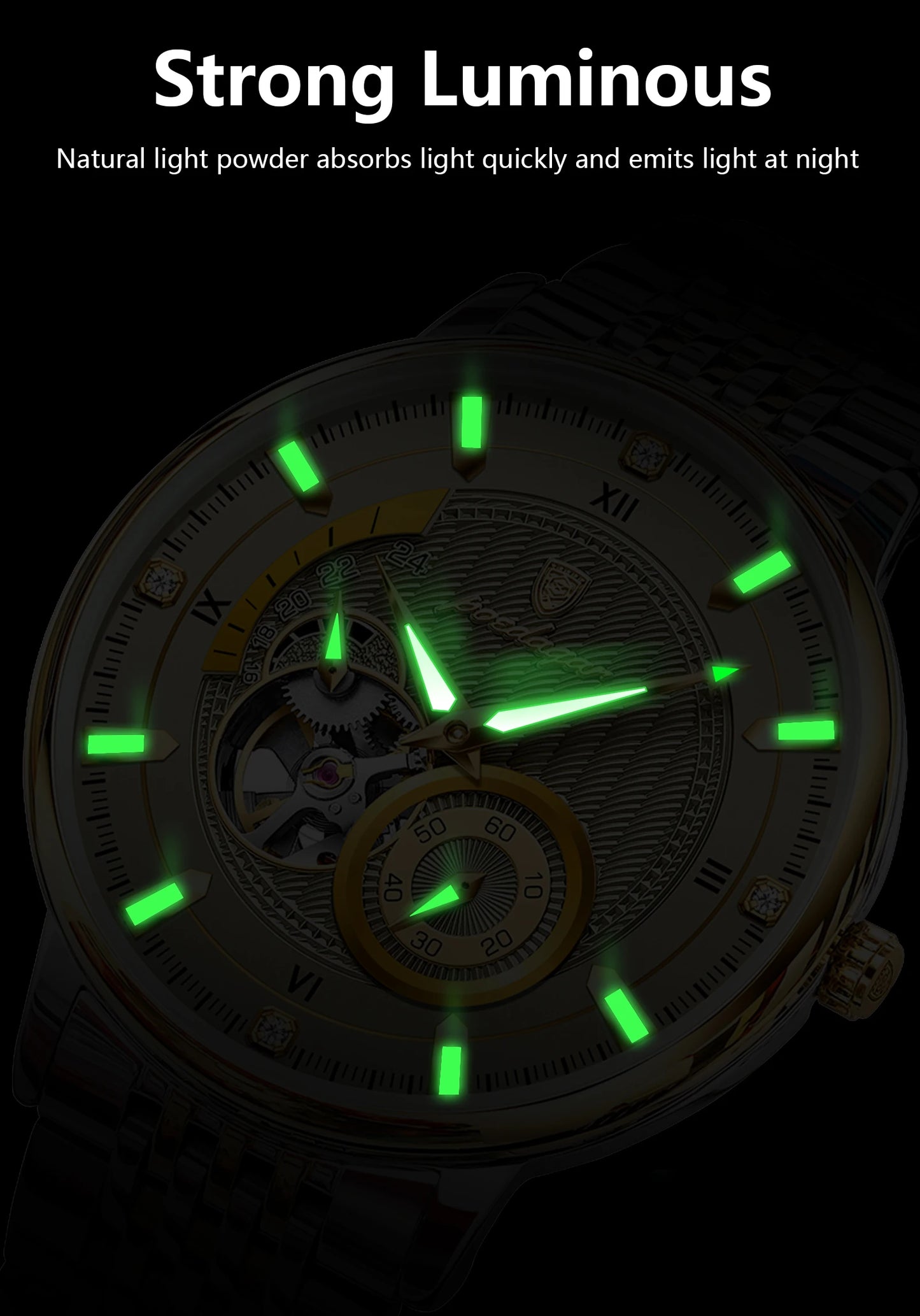 POEDAGAR Top Luxury Man Wristwatch Luminous Hollow Tourbillon Stainless Steel Men Clock Mechanical Automatic Men's Watches Reloj