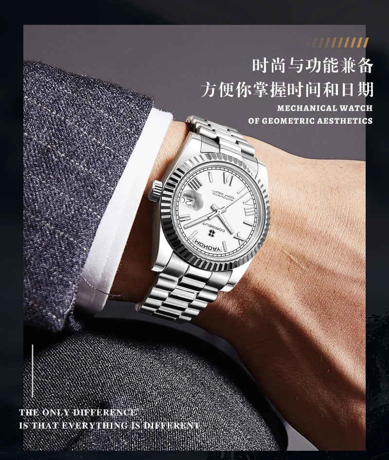 39mm Men Corgeut Logo/Name NH36 Automatic Mechanical Relogio Masculino Sapphire Glass Luminous Waterproof Wristwatch