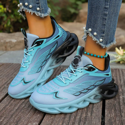 Summer Unisex Running Shoes Women Lightweight Mesh Breathable Comfortable Flat Soft Tennis Shoes Lace-up Sneakers