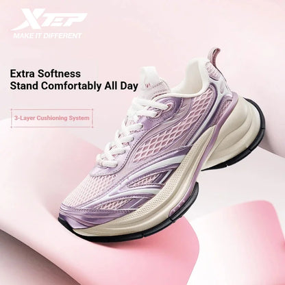 Sapatilhas Xtep Basque 3 para Mulher, Leves, Resistentes ao Desgaste, Modernas, Duráveis, com Sola Grossa, Casuais e Desportivas, 874218320006