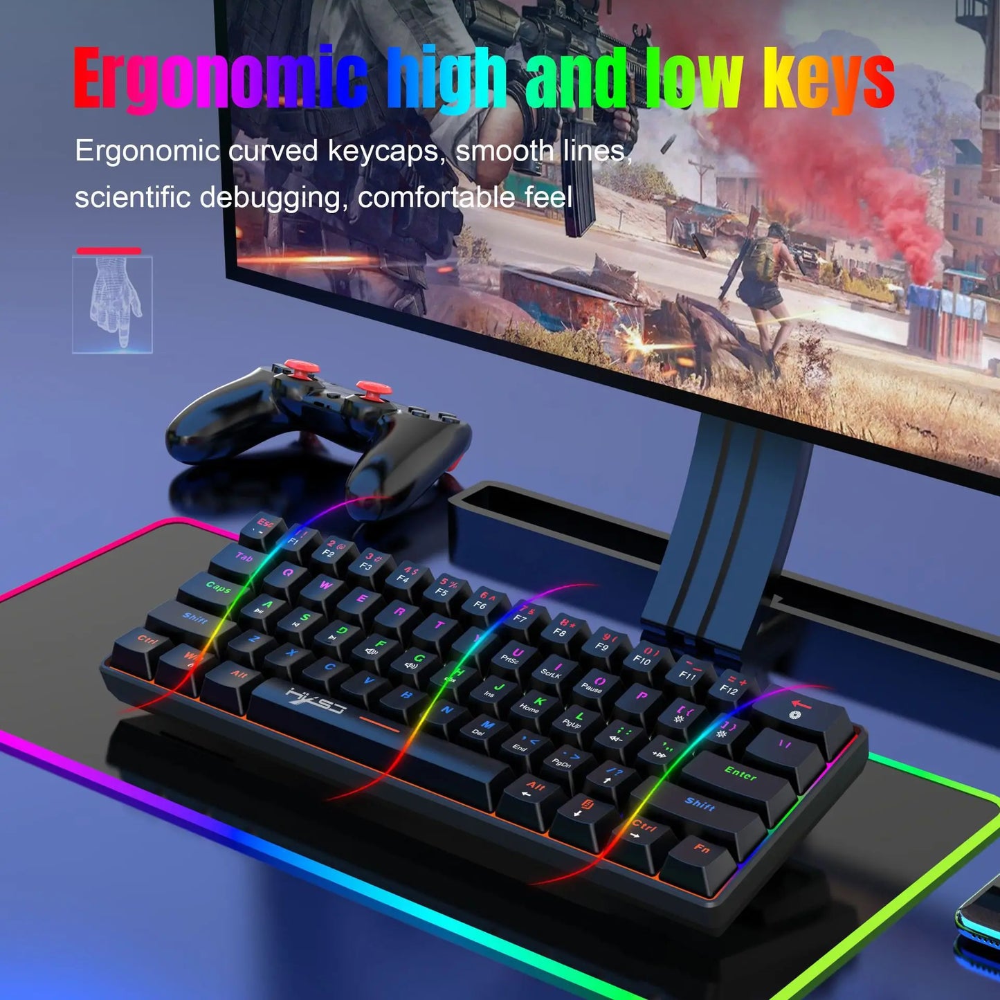 Mechanical Keyboard 61 Keys Colorful Wired USB Keyboards Gamer Gaming 60% Backlit Computer Key Board PC Teclado Ergonomic Office