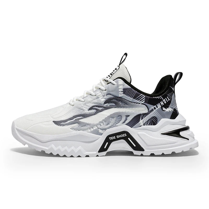Scarpe sportive da uomo alla moda con lacci, versatili, antiscivolo, con suola spessa, per adolescenti, da indossare tutti i giorni, comode scarpe da corsa casual da uomo