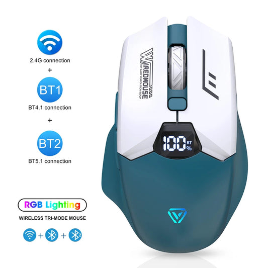 Lenovo Dual-Mode Wireless Bluetooth Mouse with Smart Screen Display, Rechargeable Silent Wireless Mouse for Office, Gaming, Laptop & Tablet