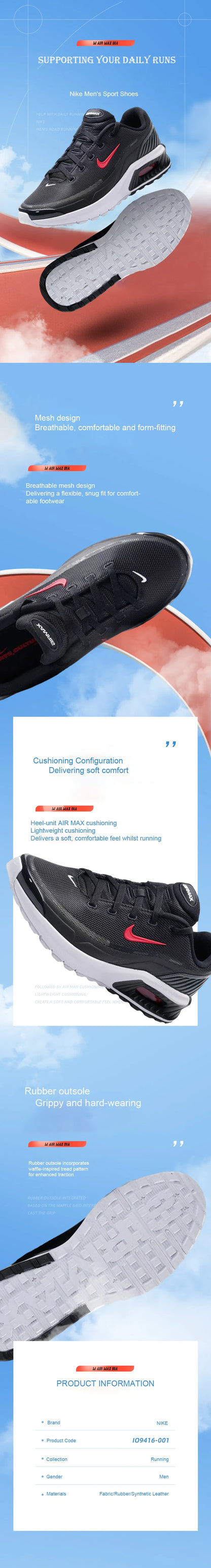 Nike Men's Sports Shoes Air Max Bia Air-Cushioned Shoes, Shock-Absorbing, Wear-Resistant, Breathable Casual Shoes, Running Shoes