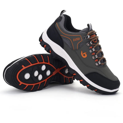 Autumn And Winter Models, Men's Waterproof Hiking Shoes, Outdoor PU Leather Sports Shoes, Wear-Resistant,  Walking, Tactical
