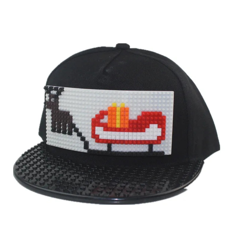 Crtani patchwork bejzbol kape, uradi-sam blokovi, snapback kape, hip hop kape za muškarce i žene, odvojivi pikseli, kape za tatu, dječje kape, kape za odrasle