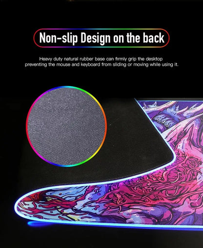 Game F-Fortnite Survival Battle Mouse Pad RGB LED Light Non-Slip Rubber Base Waterproof Office PC Home Desk-Mat USB Large Game