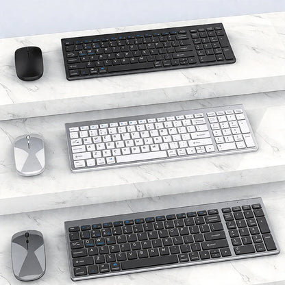 Teclado Sem Fios Bluetooth 5.0&3.0&2.4G FN+1/2/3 Dual-Mode 350mAh Ultra Fino para Portátil, PC, TV, iPad, Macbook e Android