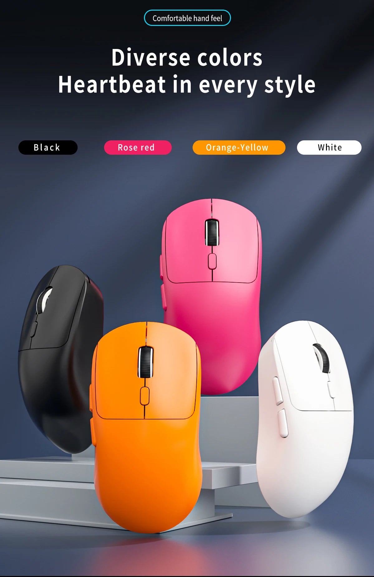 Rato Gaming Bluetooth Recarregável Gamer Paw3395 Leve, Ergonómico e Sem Fios para Esports