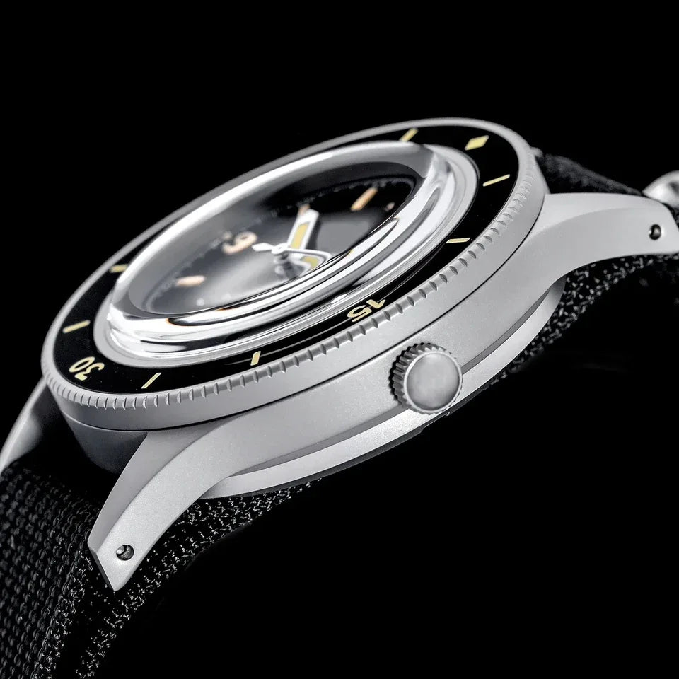 50-Fathoms Retro Black 40mm Double Domed Sapphire Automatic Miyota 8215 Movement Men Watch 20ATM Green Luminous Ceramic Bezel