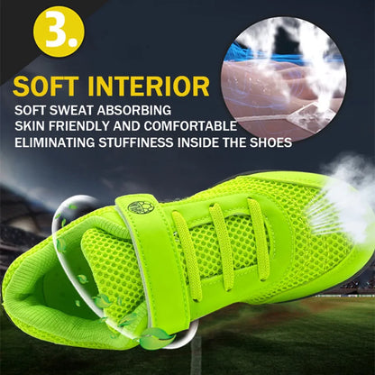 Boys' and Girls' TF Children's Football Shoes Hook and Loop Football Boots No Spikes Lacrosse Beginner Cricket Shoes Baseball Shoes