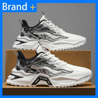 Scarpe sportive da uomo alla moda con lacci, versatili, antiscivolo, con suola spessa, per adolescenti, da indossare tutti i giorni, comode scarpe da corsa casual da uomo