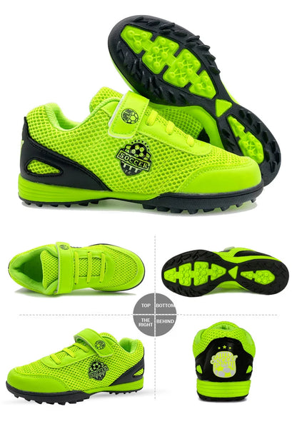 Boys' and Girls' TF Children's Football Shoes Hook and Loop Football Boots No Spikes Lacrosse Beginner Cricket Shoes Baseball Shoes