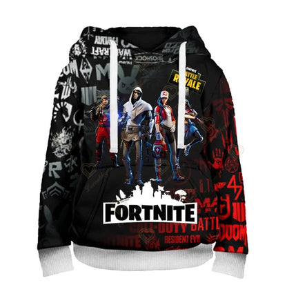 Sweatshirt com Capuz para Fãs de Fortnite, Impressão 3D Battle Royale, Cosplay Victory, para Homem, Mulher e Criança, Streetwear com Capuz