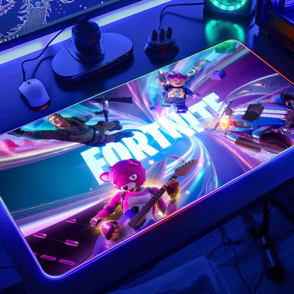 Game F-Fortnite Survival Battle Mouse Pad RGB LED Light Non-Slip Rubber Base Waterproof Office PC Home Desk-Mat USB Large Game