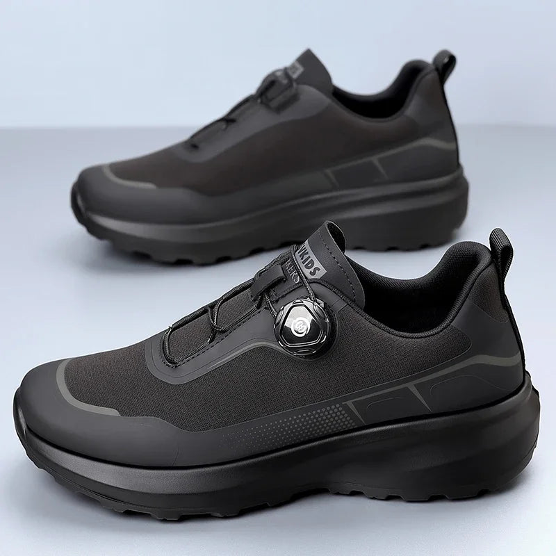 Camping Men's Running Sports Shoes with A Lightweight Comfortable and Versatile Knob Mouth Solid Color Mountaineering Sneakers