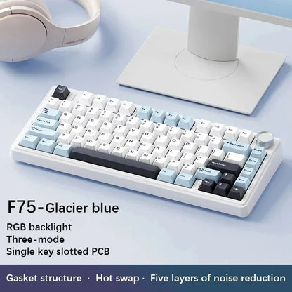 AULA F75 Mechanical Keyboard Wired/2.4G Wireless/Bluetooth RGB PBT 75% Layout OEM Profile Gasket Customized PC Gaming Keyboard