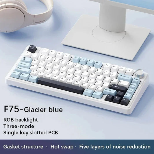 AULA F75 Mechanical Keyboard Wired/2.4G Wireless/Bluetooth RGB PBT 75% Layout OEM Profile Gasket Customized PC Gaming Keyboard