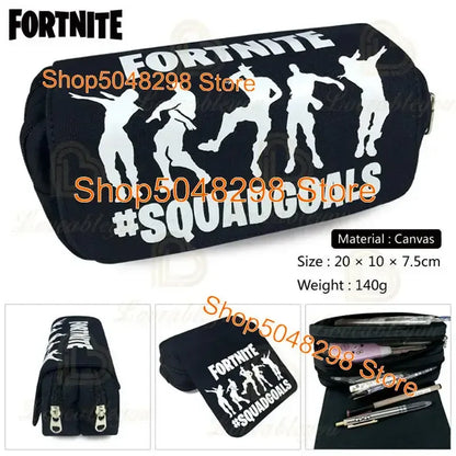 Estojo Grande em Lona Kawaii para Lápis e Canetas, para Rapazes e Raparigas, Estampa Fortnite, Material Escolar, Papelaria, Presente de Aniversário para Adolescentes
