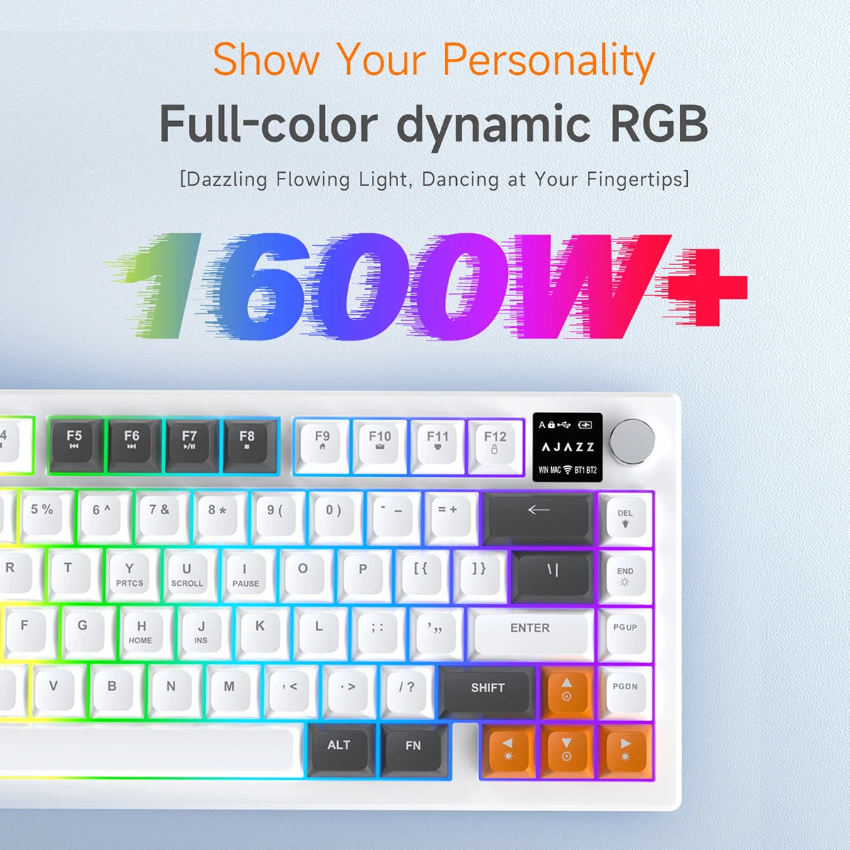 Teclado AJAZZ AF82 Office Low Profile RGB com fios/sem fios para gaming, layout 75%, 82 teclas, bateria de 4000mAh para Win/Mac