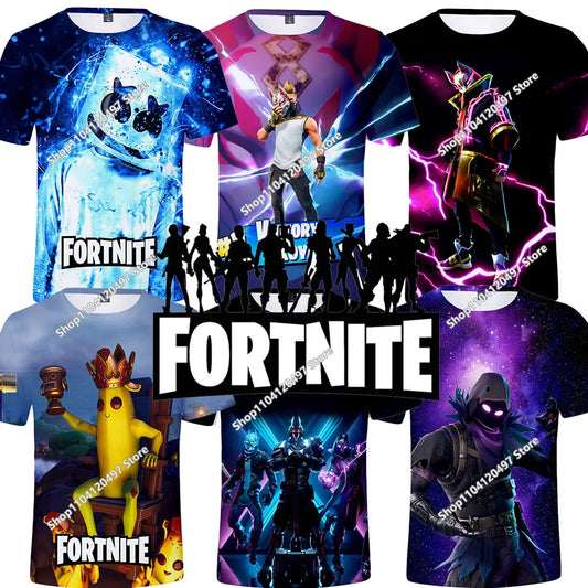 T-shirt 3D de Natal Fortnite — Battle Royale, Streetwear, Crianças, Vitória no Jogo, Homem e Mulher, Harajuku, Roupa para Adolescentes