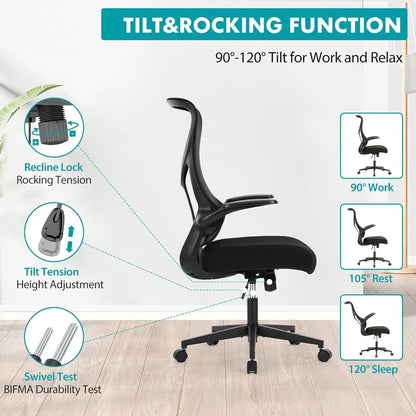 Aptliton Ergonomic Office Chair with Breathable Mesh Back, Thick Padded Seat, Adjustable Height & Tilt Lock, Swivel Computer Desk