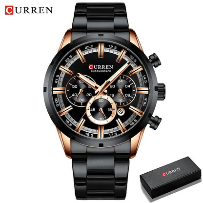 CURREN Top Brand Luxury Military Leather Wrist Watch Casual Sport Watches for Men Blue Man Clock Fashion Chronograph Wristwatch