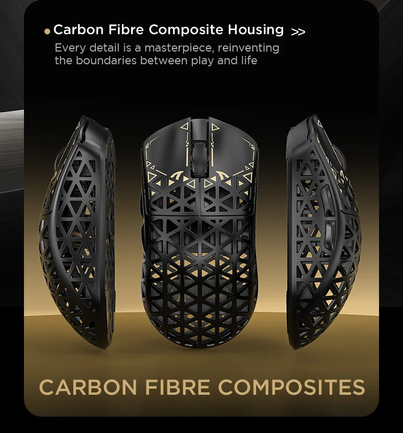 Rato Gaming Sem Fios ATTACK SHARK R5 Ultra Carbon Fiber, Sensor Gaming PixArt PAW3950MAX, 42000DPI, 8000Hz, MCU Nordic 52840