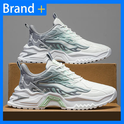 Scarpe sportive da uomo alla moda con lacci, versatili, antiscivolo, con suola spessa, per adolescenti, da indossare tutti i giorni, comode scarpe da corsa casual da uomo