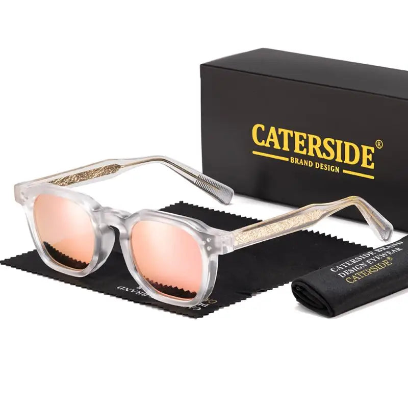 CATERSIDE Fashion Mirror Men Polarized Sunglasses Luxury Core Insert Leg Design Sun Glasses Women Party Outdoor Travel Glasses
