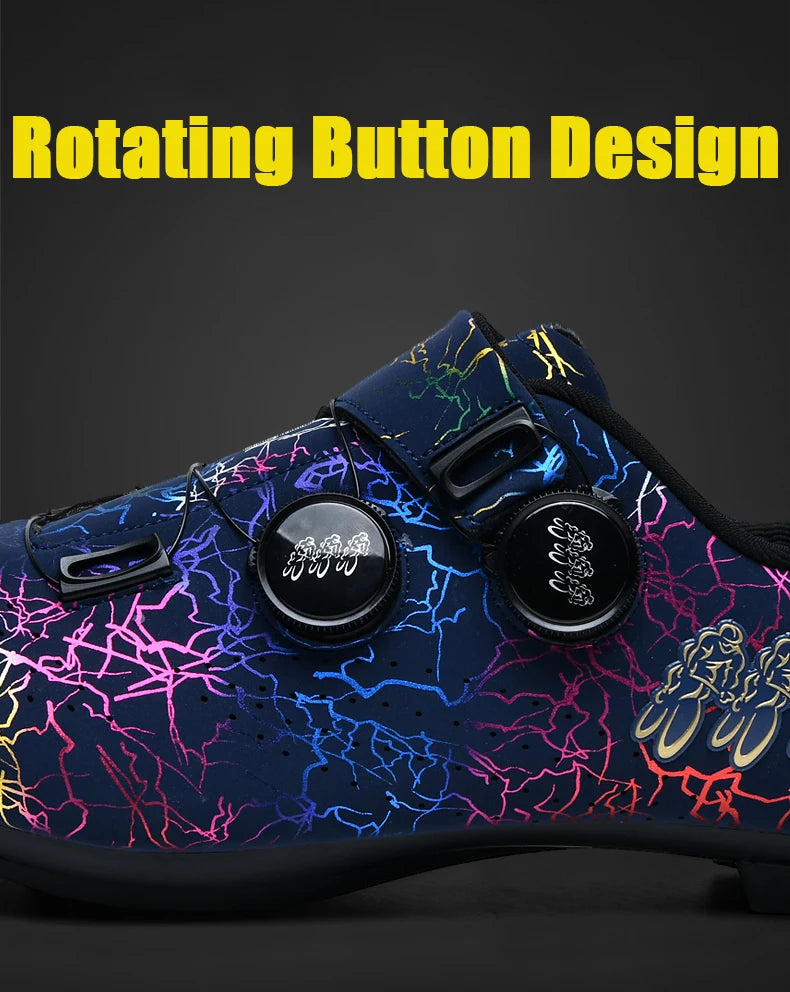 New Women Cycling Sports Shoes Rubber Non-Slip MTB Shoes Men PU Leather Breathable Outdoor Racing Pedal Bicycle Boots Unisex